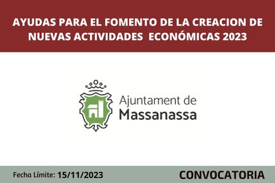 Ayudas para el fomento de la creacin de nuevas actividades econmicas 2023 Massanassa