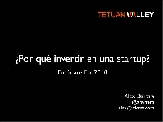 Car�tula o portada ponencia "Por qu� invertir en una Start up"