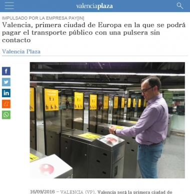 Gracias a Pay(in) Valencia primera ciudad europea en pagar con pulsera el transporte