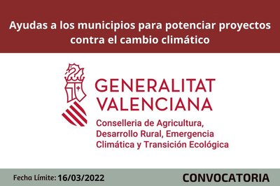Ayudas a los municipios de la Comunitat Valenciana para potenciar actuaciones de lucha contra el cambio climático