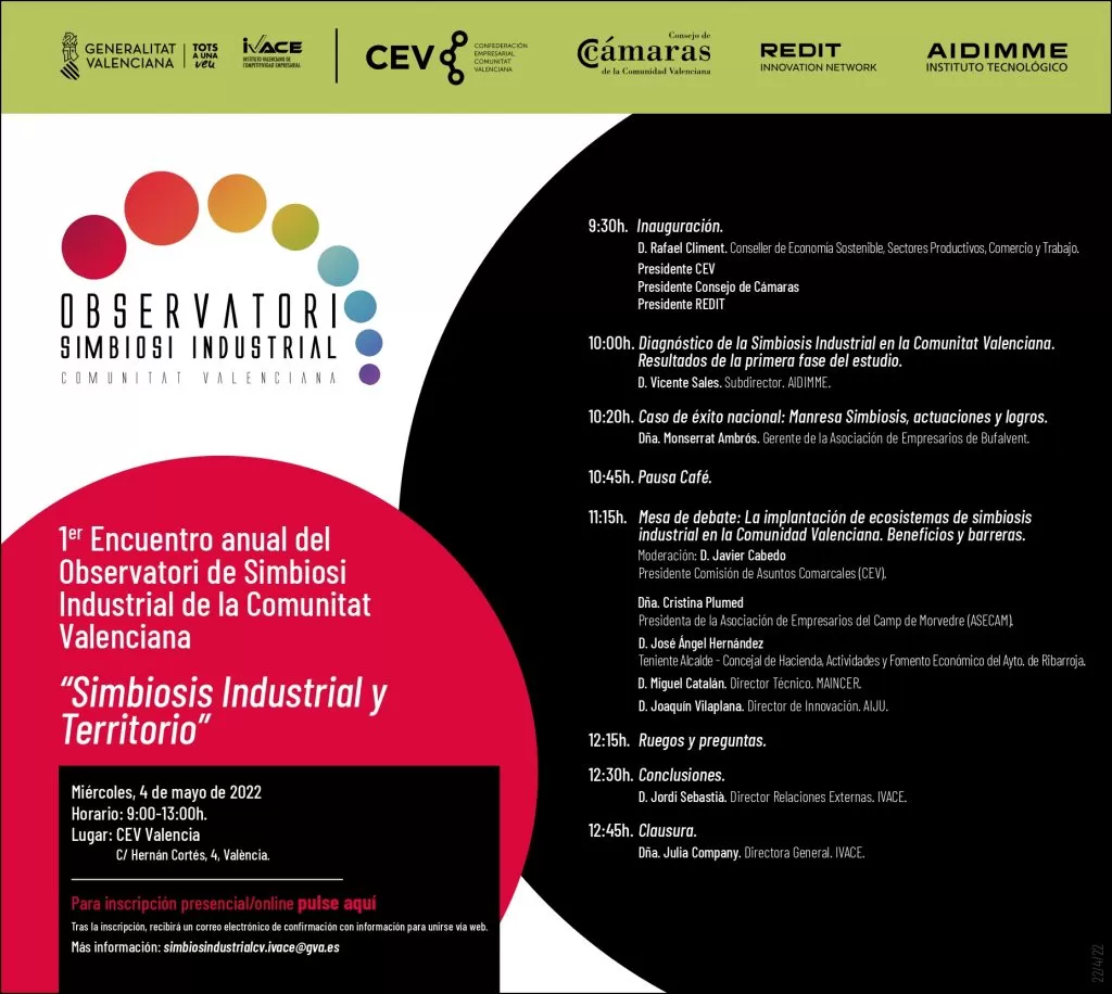 1er encuentro anual del Observatori de Simbiosi Industrial de la Comunitat Valenciana – «Simbiosis industrial y territorio»