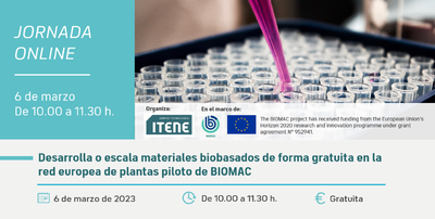 Jornada online: Desarrolla o escala materiales biobasados de forma gratuita en la red europea de plantas piloto de BIOMAC