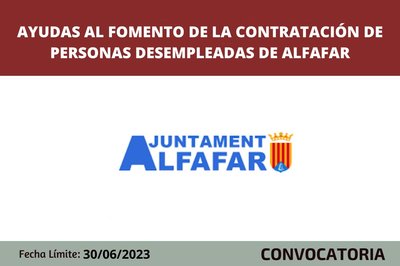 Ayudas fomento de la contratacin de personas desempleadas de Alfafar 2023
