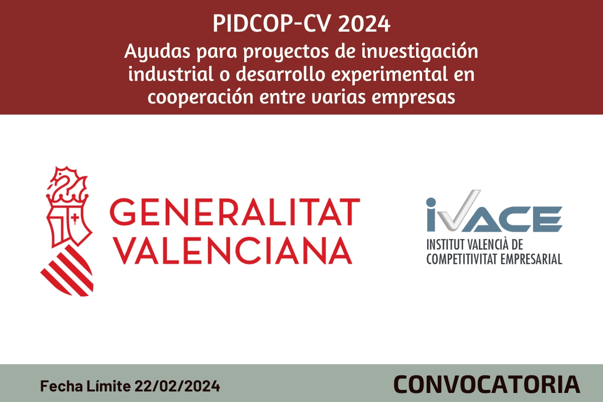 PIDCOP-CV 2024: Ayudas para proyectos de investigación industrial o desarrollo experimental en cooperación entre varias empresas