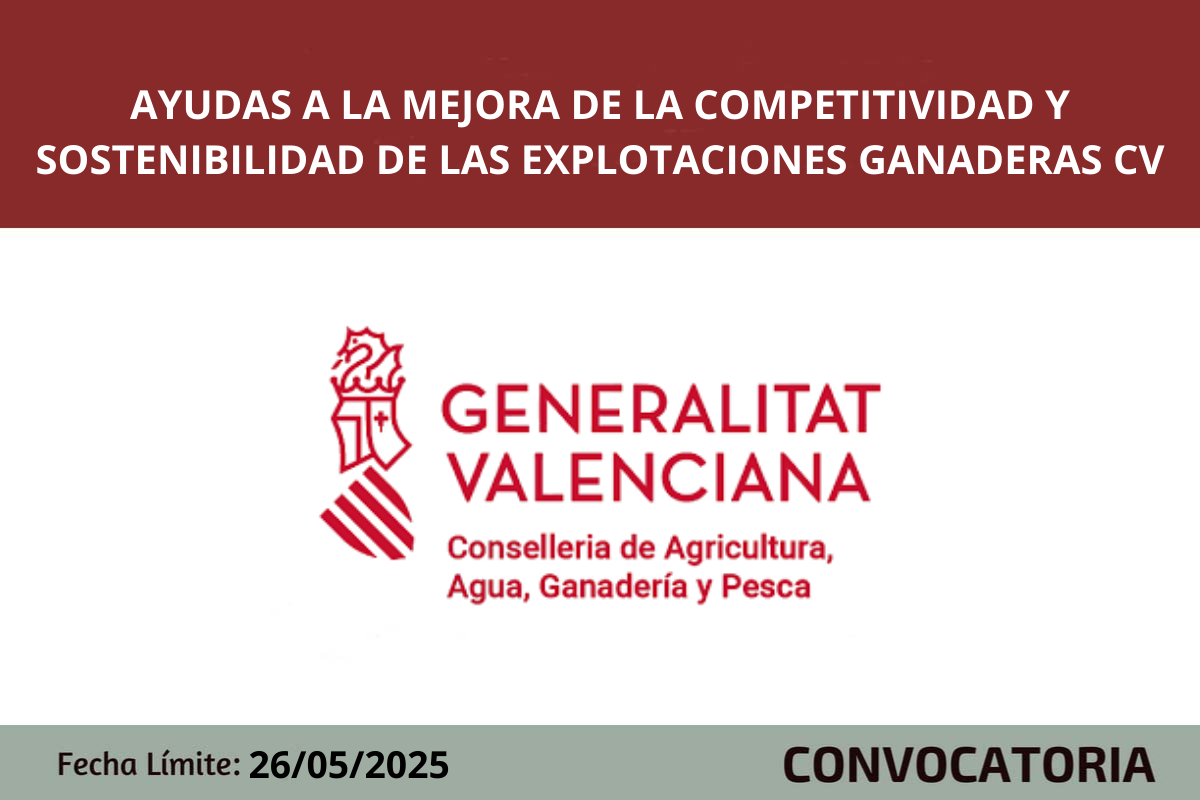 Ayudas a la mejora de la competitividad y sostenibilidad de las explotaciones ganaderas CV