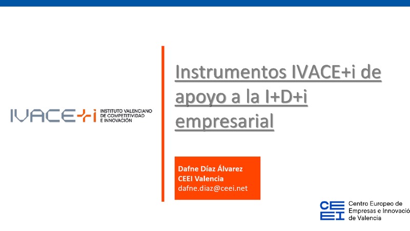 Instrumentos IVACE+i de apoyo a la I+D+i empresarial (Portada)