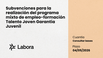 Subvenciones Talento Joven Garant�a Juvenil