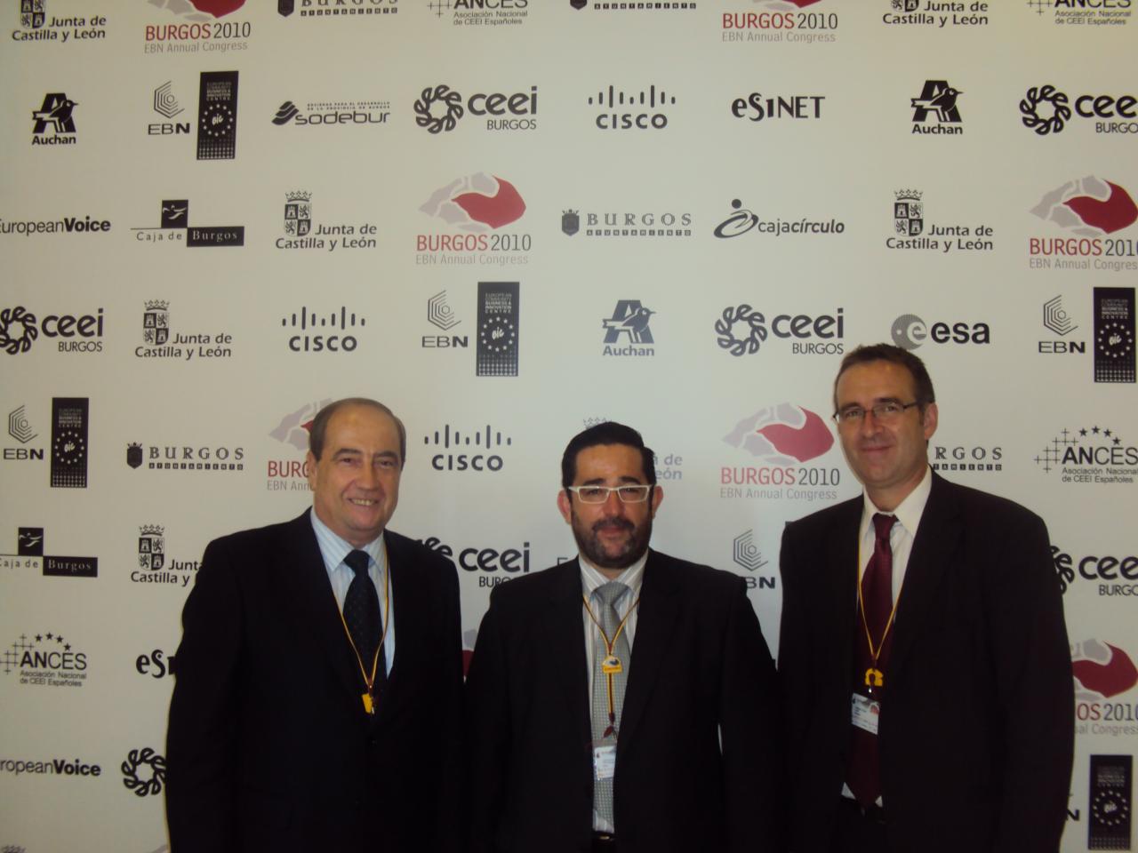Jes�s Casanova, Jose Vicente Orden (Director CEEI Burgos) y Philippe Vanrie (Director EBN)