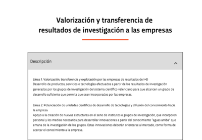 Ayudas en materia de fortalecimiento y desarrollo del Sistema Valenciano de Innovacin para la mejora del modelo productivo