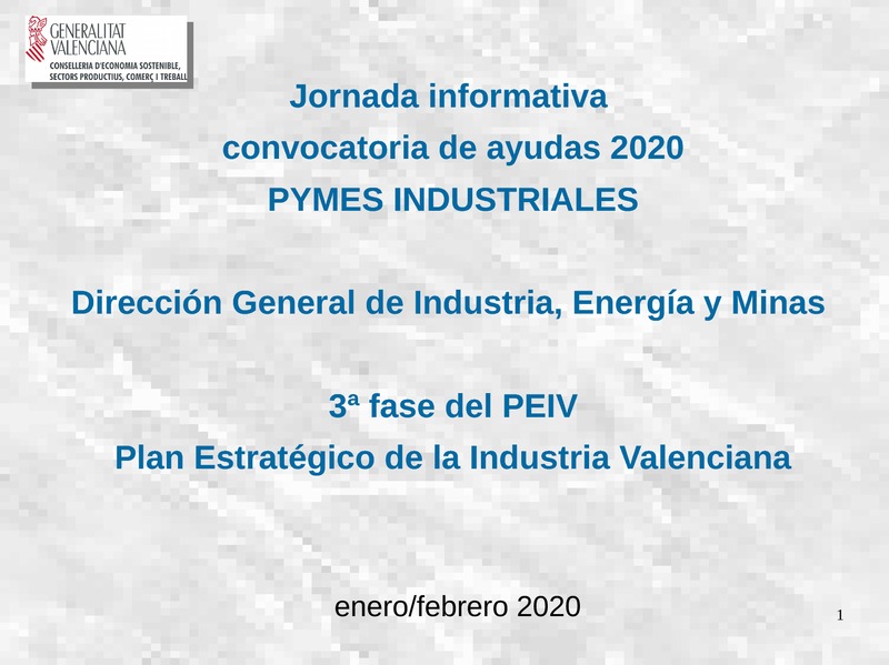 Ayudas Dirección General de Industria, Energía y Minas 2020