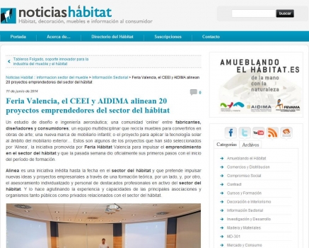 Feria Valencia, CEEI y AIDIMA alinean 20 proyectos emprendedores del sector del hbitat 