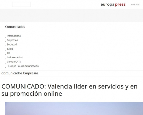 Valencia líder en servicios y en su promoción online