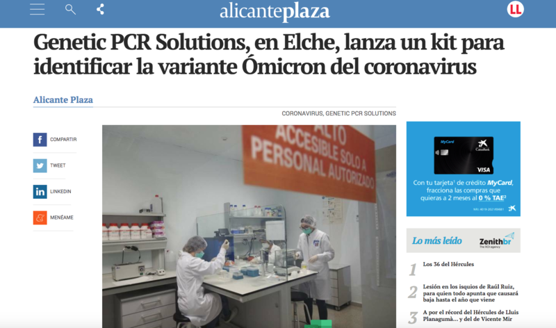 Genetic PCR Solutions, en Elche, lanza un kit para identificar la variante Ómicron del coronavirus
